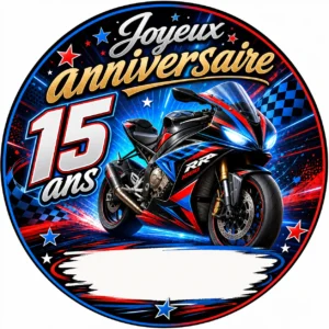 impression alimentaire gateau anniversaire moto
