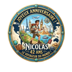 impression alimentaire gateau anniversaire voyage